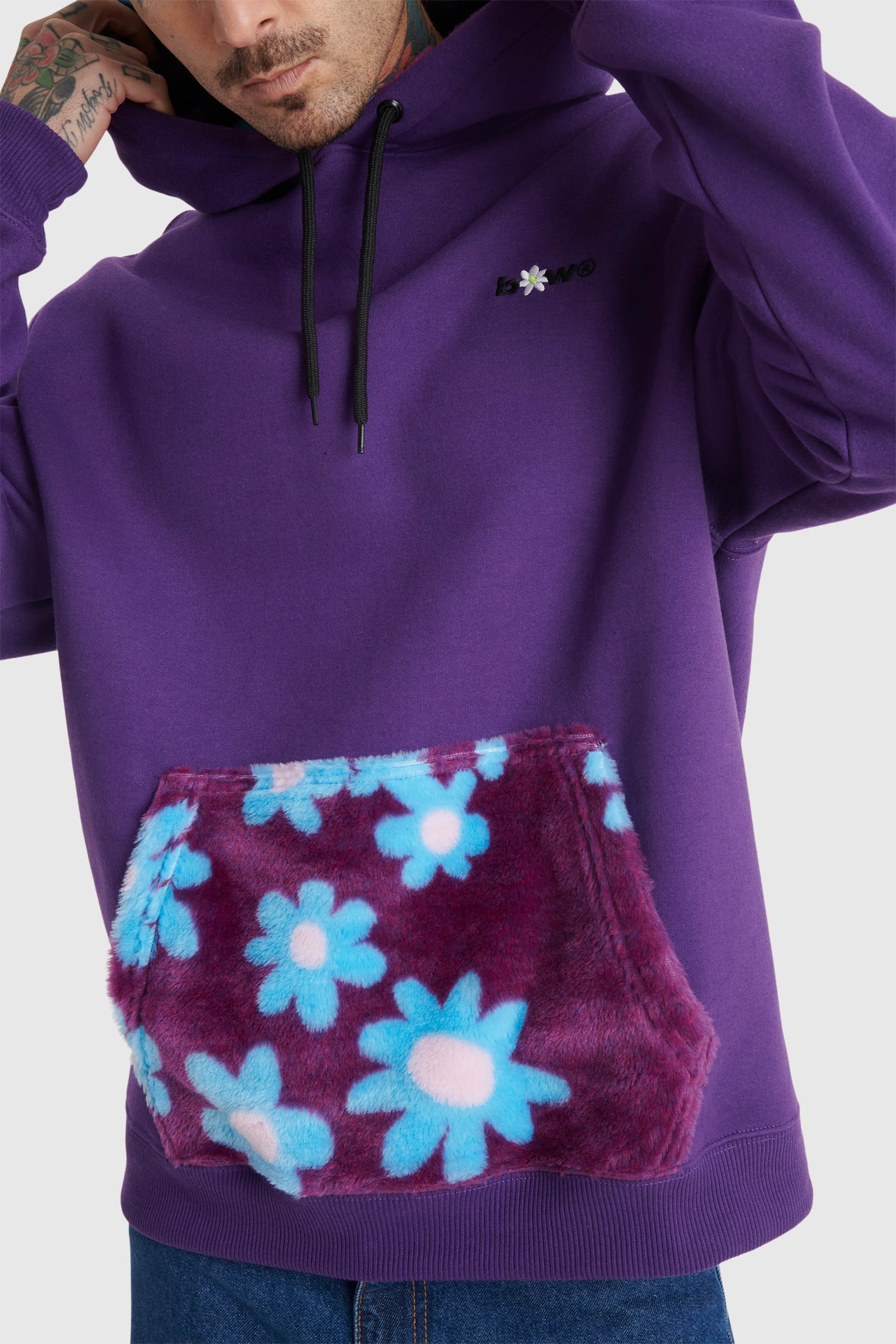 MOLETOM HOODIE FAUX FUR FLOWER