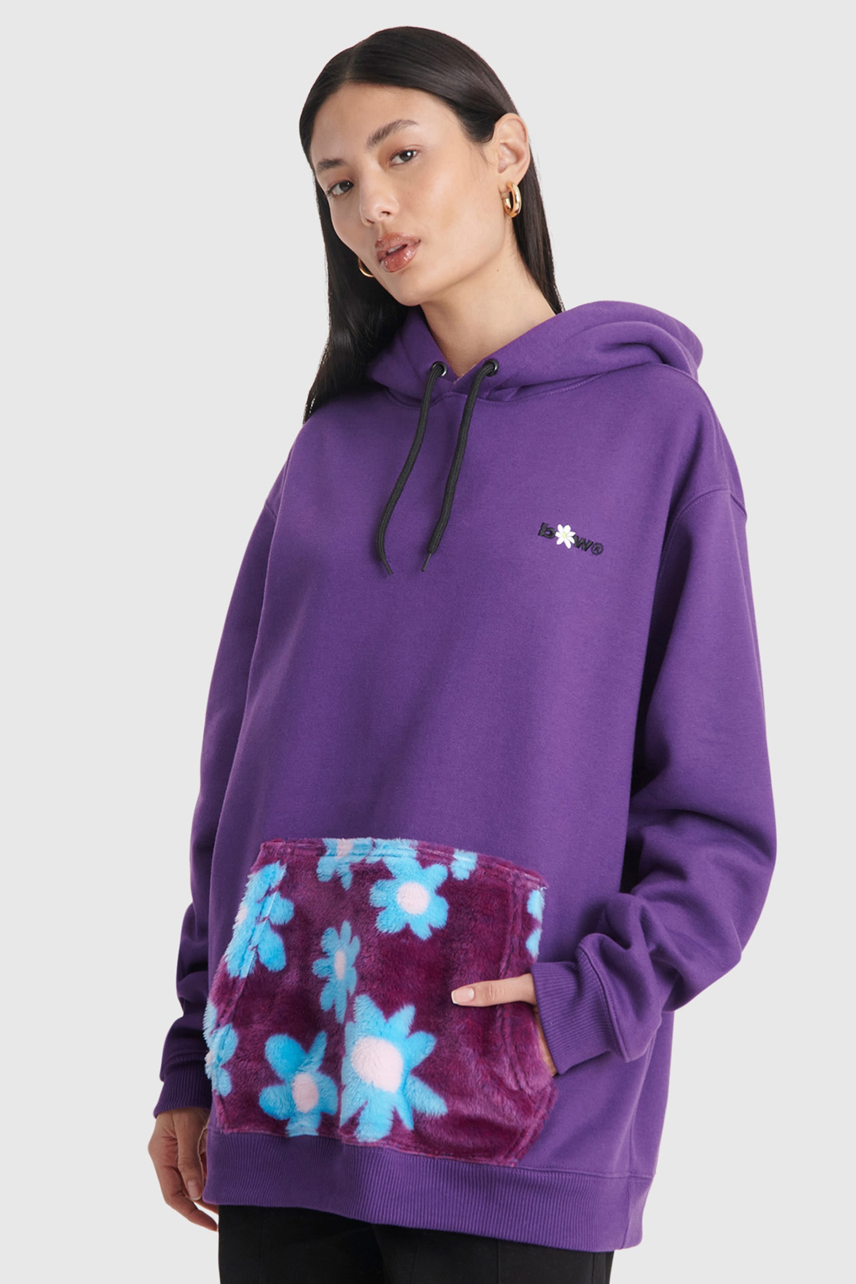 MOLETOM HOODIE FAUX FUR FLOWER